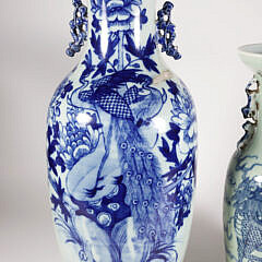 Two Canton Style Blue and White Vases