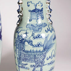Two Canton Style Blue and White Vases