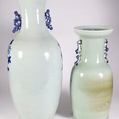 Two Canton Style Blue and White Vases