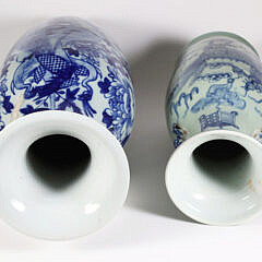 Two Canton Style Blue and White Vases