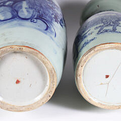 Two Canton Style Blue and White Vases