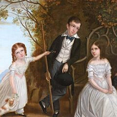 British School Oil on Canvas “Family Portrait in the Scottish Highlands”, circa 1900