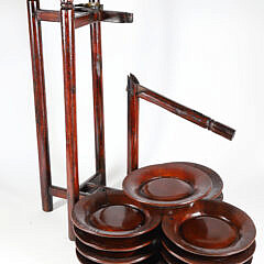 Vintage Chinese Wood Plate Caddy