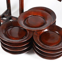 Vintage Chinese Wood Plate Caddy