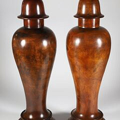 213-2574 Pair Treen Wood Vases A 9935_2 JPG