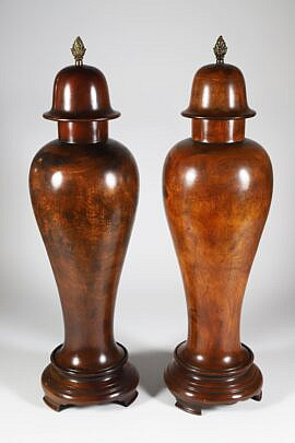213-2574 Pair Treen Wood Vases A 9935_2 JPG