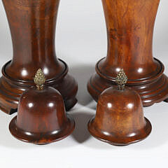 Pair of Treen Turned Wood Vases with Covers