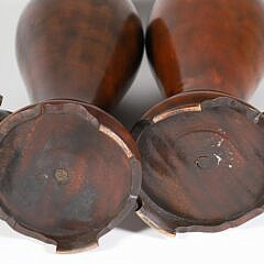 Pair of Treen Turned Wood Vases with Covers