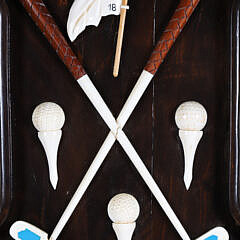 Carved Ebony and Bone Golf Trophy Easel Plaque