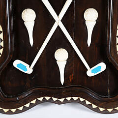 Carved Ebony and Bone Golf Trophy Easel Plaque