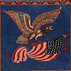 Pair of Hand Knotted Kashan Rugs, Eagle with American Flag Design