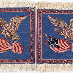 Pair of Hand Knotted Kashan Rugs, Eagle with American Flag Design