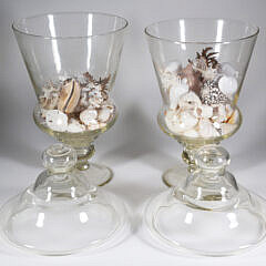 Pair of Clear Glass Covered Jars