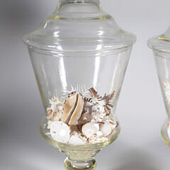 Pair of Clear Glass Covered Jars
