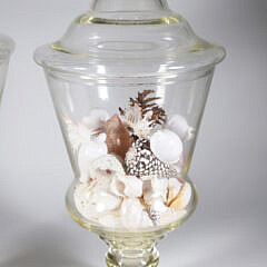Pair of Clear Glass Covered Jars
