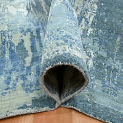 Shades of Blue Abstract Design Hand Knotted Pure Wool Oriental Carpet