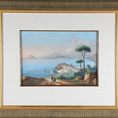 Pair of Emmanuel Meuris Neopolitan Gouache Tempera Paintings