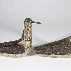 Two Antique Nantucket Carved Painted Plover Decoys