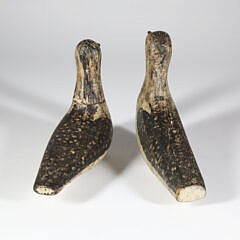 Two Antique Nantucket Carved Painted Plover Decoys