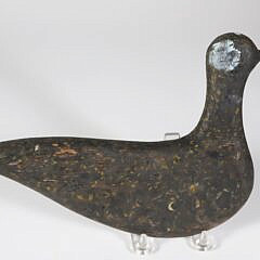 Two Antique Nantucket Carved and Painted Black Plover Decoys