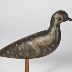 Two Antique Nantucket Carved and Painted Black Plover Decoys