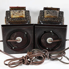 Pair of Chinese Filigree Brass and Carved Stone Lamps