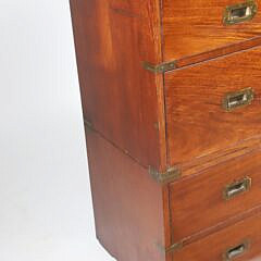 English Brass Bound Mahogany Campaign Chest of Drawers, 19th Century