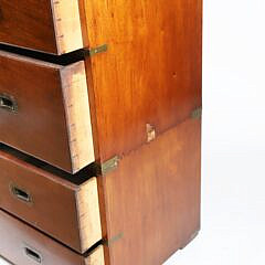 English Brass Bound Mahogany Campaign Chest of Drawers, 19th Century