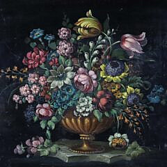 Hand Painted Antique Tole Serving Tray, 19th Century