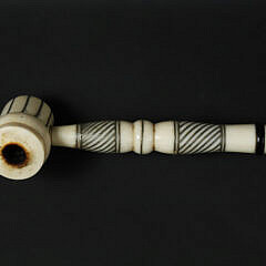 18th C. Chinese Silver Threaded Opium Pipe, Owned by Zaccarius Macy, Whaling Captain 1717-1794