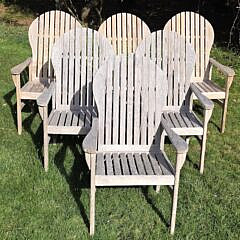 Set of Six Kingsley Bate Teak Wood Hampton Dining Chairs