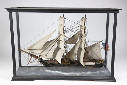 5-5578 American Bark Carved Wood Model in Case A 0056 JPG