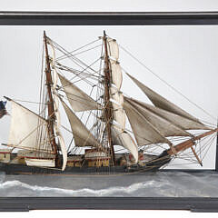 American Bark Carved Wood Model in Case