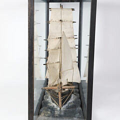 American Bark Carved Wood Model in Case