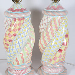 50-2574 Pair of Mackenzie Childs Lamps B 0205 JPG