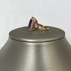 14k Yellow Gold Amethyst “Cushion Cut” Lady’s Cocktail Ring