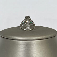 Diamond and Emerald Lady’s Cocktail Ring Set in Platinum