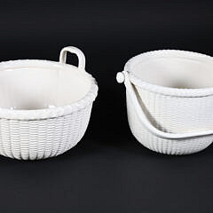 6-2477 Two George Davis White Ceramic Nantucket Baskets A 0218 JPG