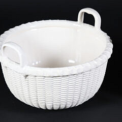 Two George Davis White Glazed Ceramic Nantucket Baskets