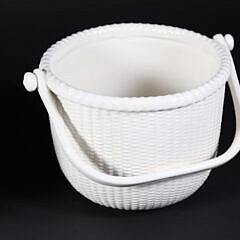 Two George Davis White Glazed Ceramic Nantucket Baskets