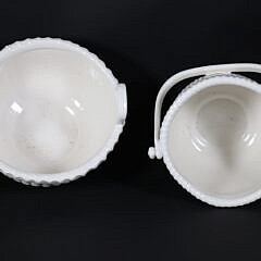 Two George Davis White Glazed Ceramic Nantucket Baskets