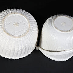 Two George Davis White Glazed Ceramic Nantucket Baskets
