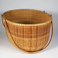 Bill Cliff Large Woven Oval Double Swing Handle Nantucket Basket, circa 1997