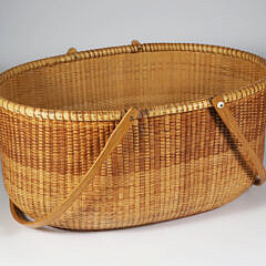 Bill Cliff Large Woven Oval Double Swing Handle Nantucket Basket, circa 1997