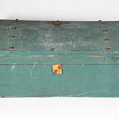 Dome Top Brass Studded Pine Sea Chest in Green Paint, 19th Century