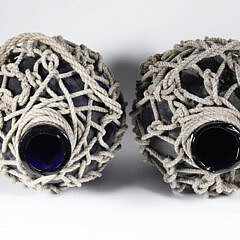 Pair of Rope Wrapped Cobalt Glass Rum Jugs