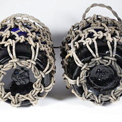 Pair of Rope Wrapped Cobalt Glass Rum Jugs