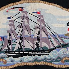 Vintage Claire Murray Hooked Rug Clippership Off Sankaty Lighthouse