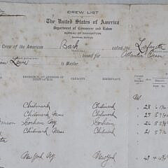 Crew List of the American Bark Lafayette Bound for the Atlantic Ocean, circa 1862