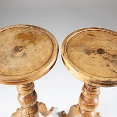 Pair of English Burlwood Tripod Plant Stands, 19th Century